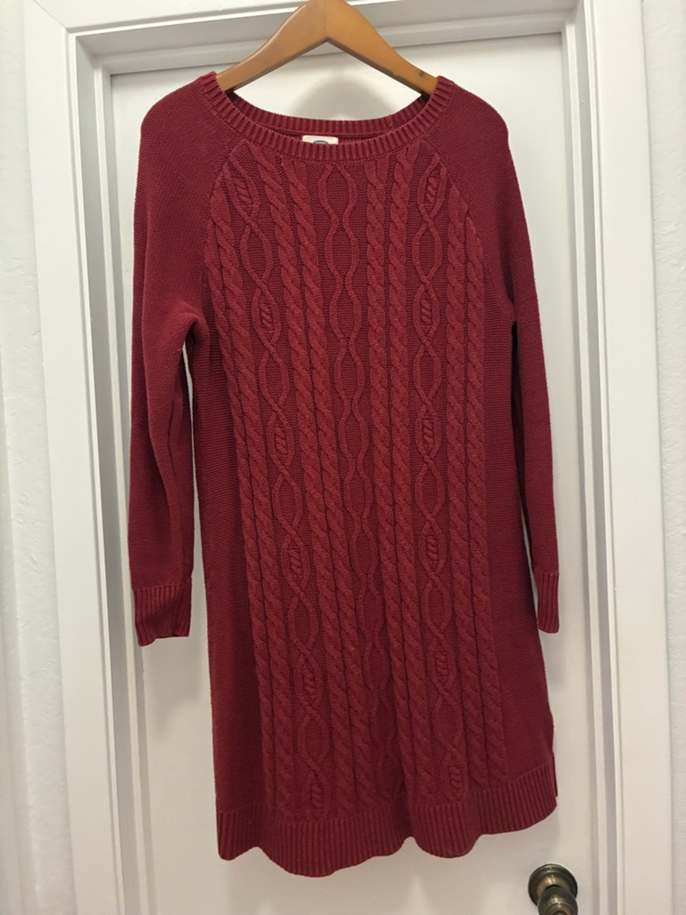 Old Navy Cable-Knit Long-Sleeve Sweater Dress in Berry Red